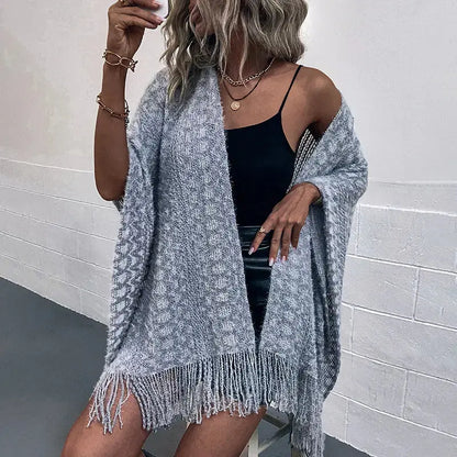 Polyester Yarn Crocheted Hollow Knitted Tassel Cape And Shawl Sweater Women's Cardigan Angel Wishes