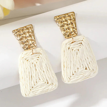 Raffia Earrings Women's Fashion Trapezoidal Alloy Angel Wishes