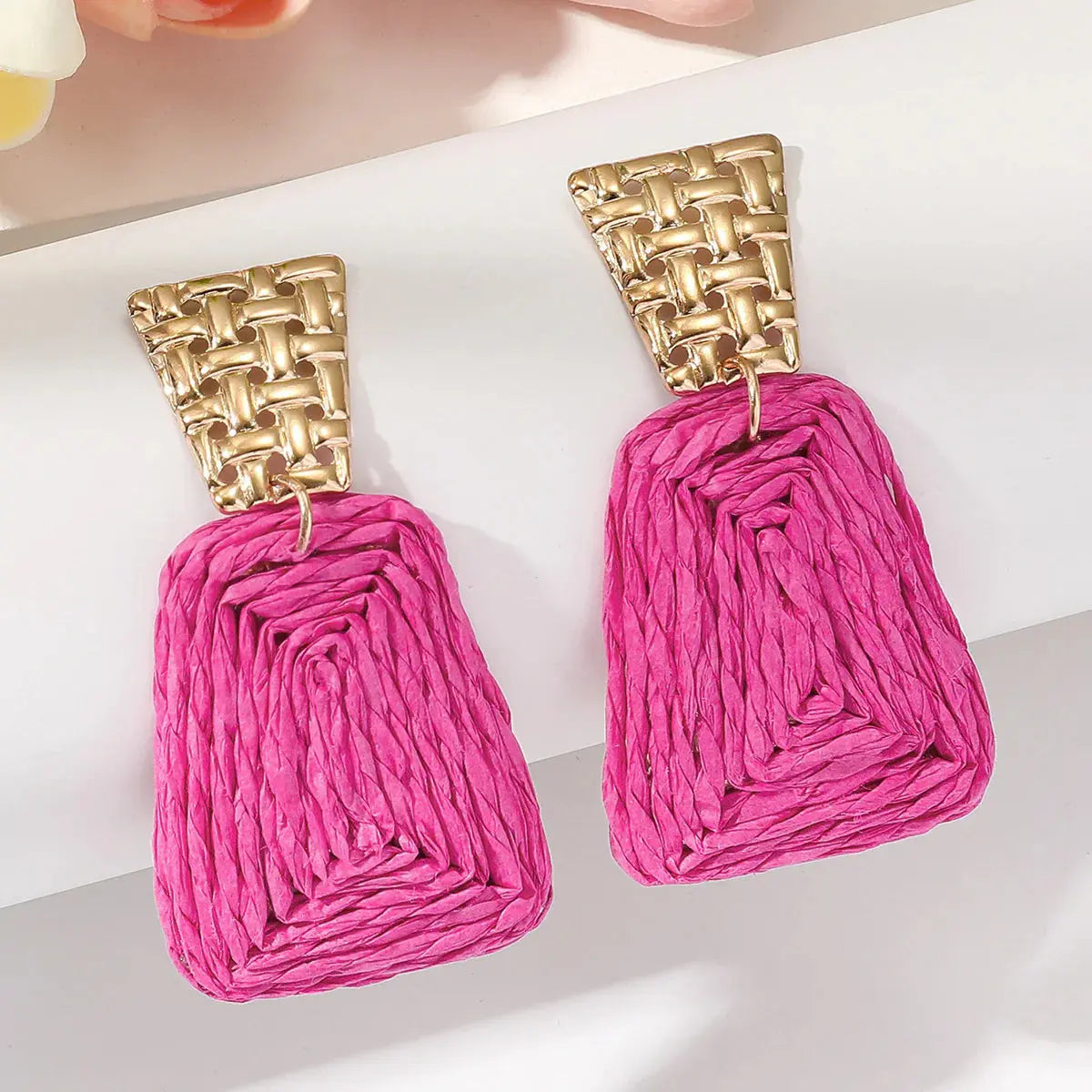 Raffia Earrings Women's Fashion Trapezoidal Alloy Angel Wishes