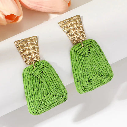 Raffia Earrings Women's Fashion Trapezoidal Alloy Angel Wishes