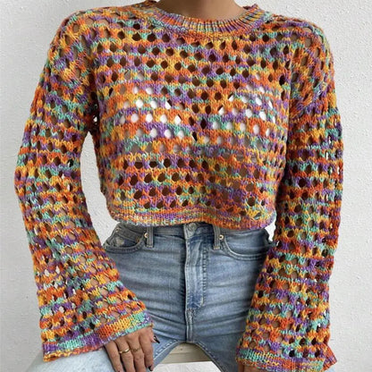 Multicolour Crochet Cropped Sweater Angel Wishes