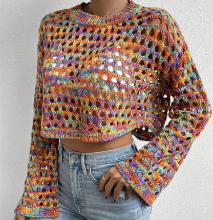 Multicolour Crochet Cropped Sweater Angel Wishes