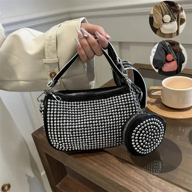 Rhinestone Shoulder Bag With Small Purse Fashion Party Underarm Crossbody Bag For Women Luxury Designer Bags Angel Wishes