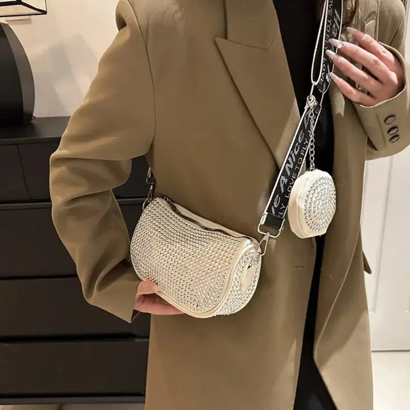 Rhinestone Shoulder Bag With Small Purse Fashion Party Underarm Crossbody Bag For Women Luxury Designer Bags Angel Wishes