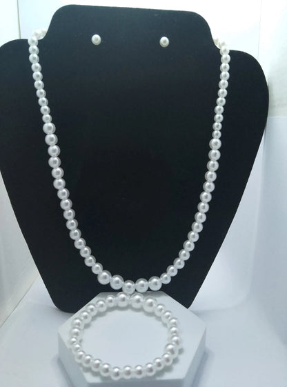 Pearls necklace Earrings and Bracelet Set Angel Wishes