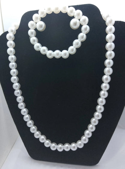 Pearls necklace Earrings and Bracelet Set Angel Wishes