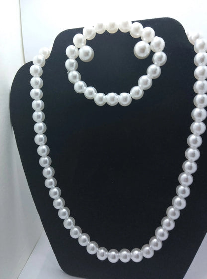 Pearls necklace Earrings and Bracelet Set Angel Wishes