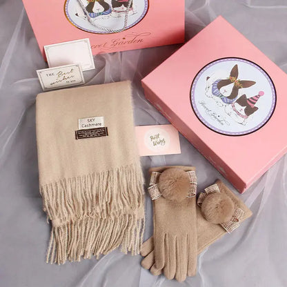 Women's Scarf Gloves Two-Piece Gift Box All-Match Shawl Bib Angel Wishes