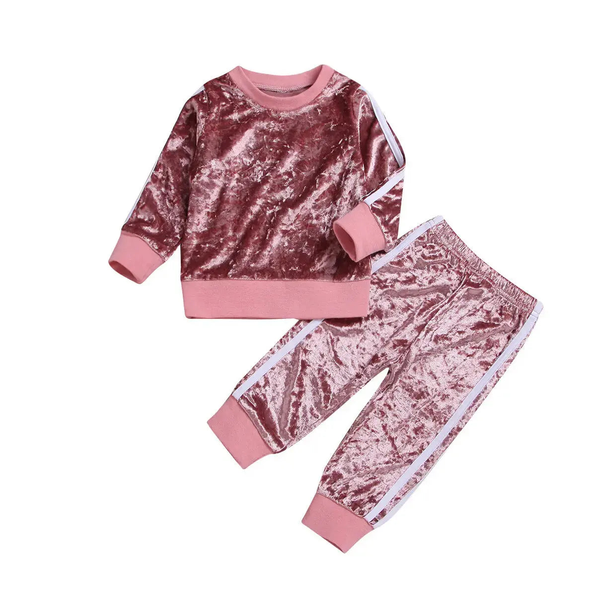 Breathable Clothes Set Cute Fashion O-Neck Long Sleeve Gold Velvet Sweatshirt Trousers Soft Outfits Baby Girls Tracksuit Sets Angel Wishes