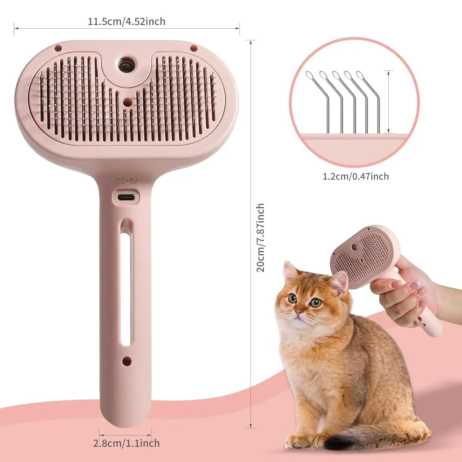 Spray Cat Brush For Shedding Water Brush For Cats And Dogs Pet Hair Removal Comb With Water Tank And Release Button Steamy Cat Brush Pet Spray Hair Comb Angel Wishes