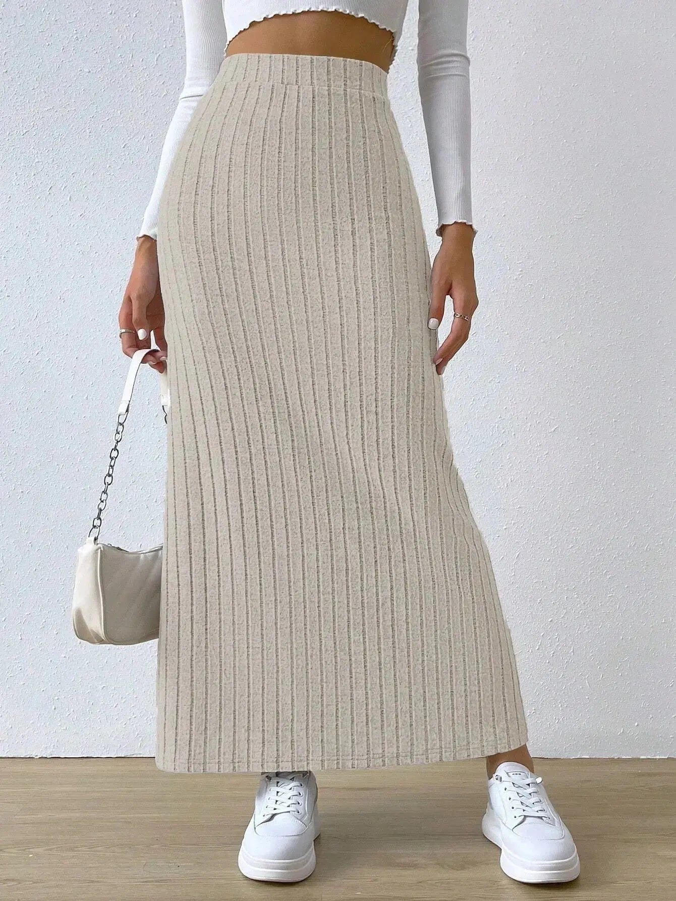 Spring Long Skirt High Waist Side Slit Slim Fit Knitted Women's Dress Angel Wishes