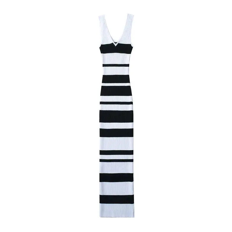 Striped V-neck Sleeveless Dress Angel Wishes