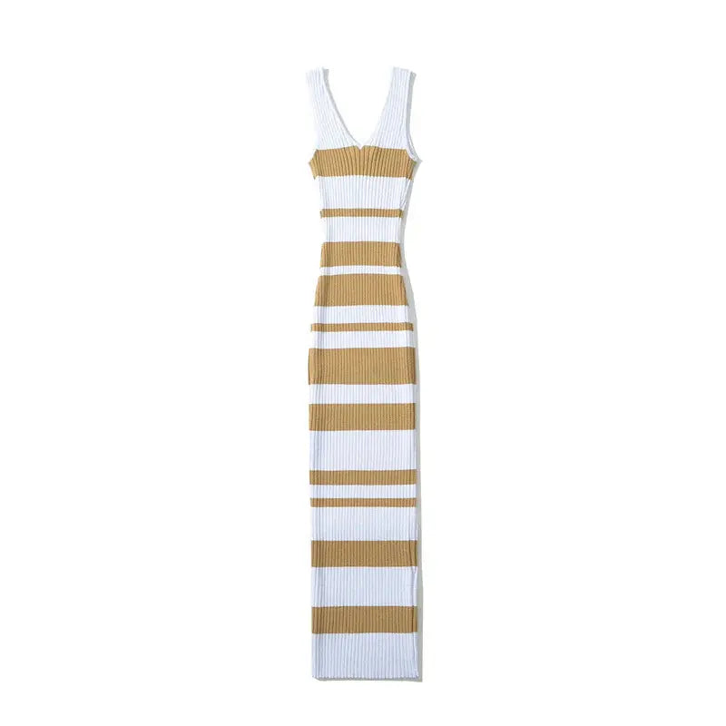 Striped V-neck Sleeveless Dress Angel Wishes