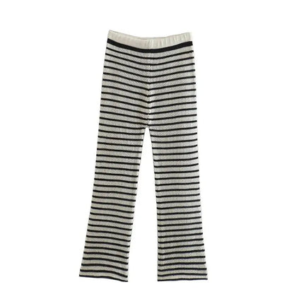 Striped Knitted Halterneck Vest Striped Knitted Casual Pants Angel Wishes