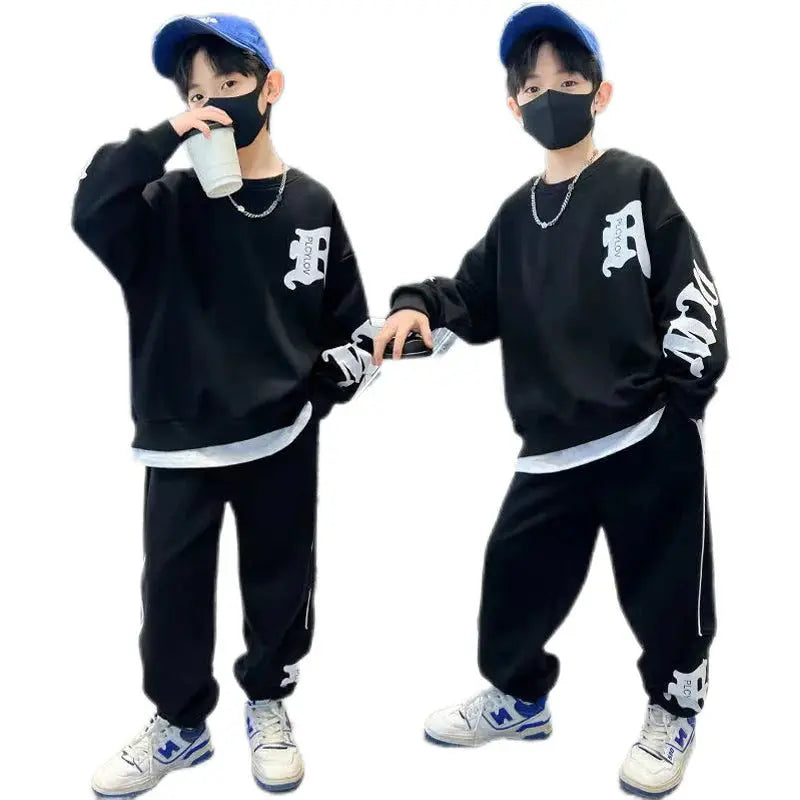 Suit Middle Boys' Clothes Sports Sweater Two-piece Set Angel Wishes