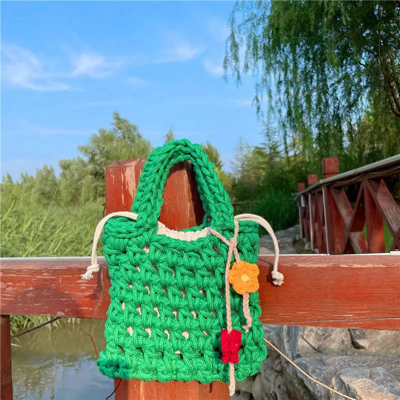 Thick Thread Cotton Rope Knitted Handbag Angel Wishes