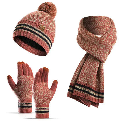 Three-piece Acrylic Knitted Wool Hat Scarf Gloves Set Angel Wishes