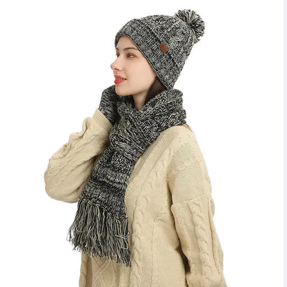 Three-piece Set Of Color Hat Thick Scarf Touch Screen Gloves Angel Wishes