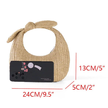 Bow Style Straw Clutch Handbag Angel Wishes