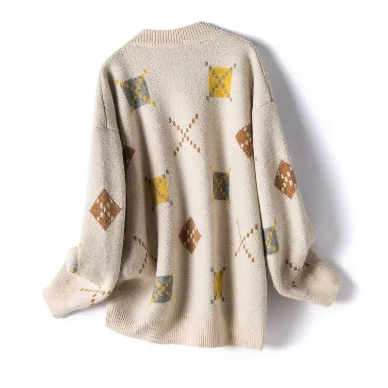 Vintage diamond cardigan knitted jacket Angel Wishes