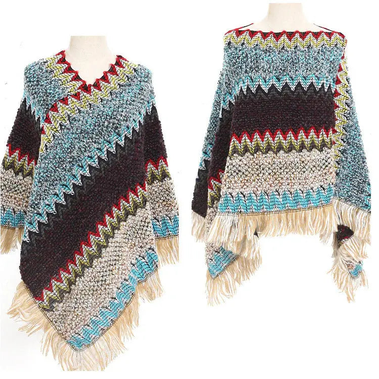 Colorful Ethnic Style Pullover Cloak Women Angel Wishes