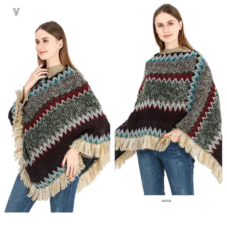 Colorful Ethnic Style Pullover Cloak Women Angel Wishes