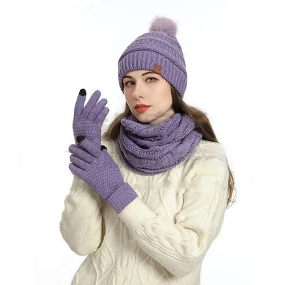 Winter Female Cap Scarf Gloves And Socks Four-piece Set Angel Wishes