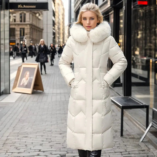 Winter Long Coat With Thickened Fur Collar Angel Wishes