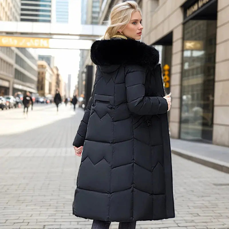 Winter Long Coat With Thickened Fur Collar Angel Wishes