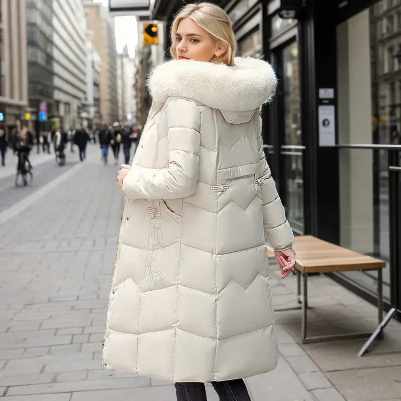 Winter Long Coat With Thickened Fur Collar Angel Wishes