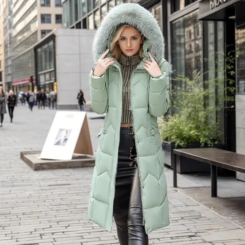 Winter Long Coat With Thickened Fur Collar Angel Wishes