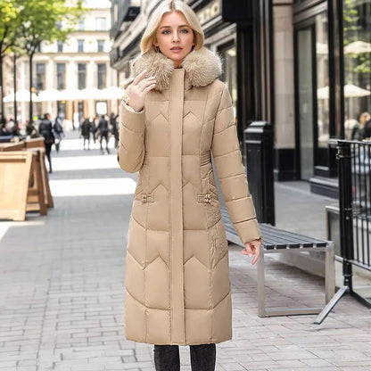 Winter Long Coat With Thickened Fur Collar Angel Wishes