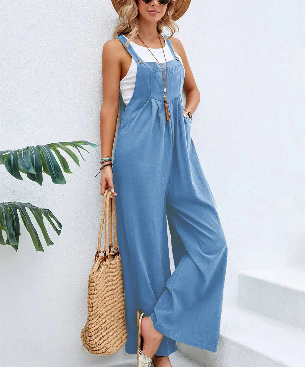 Women Long Bib Pants Overalls Casual Loose Rompers Jumpsuits With Pockets Angel Wishes