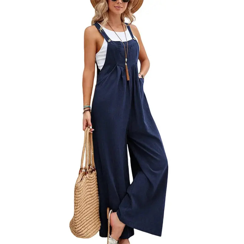 Women Long Bib Pants Overalls Casual Loose Rompers Jumpsuits With Pockets Angel Wishes