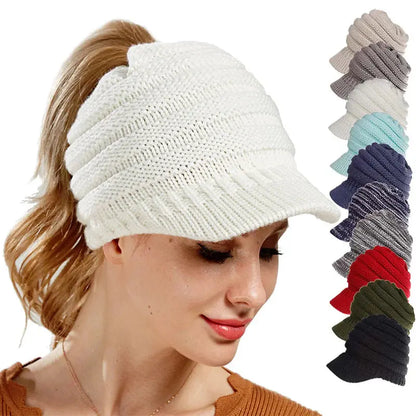 Women Soft Knitted Ponytail Beanies Angel Wishes