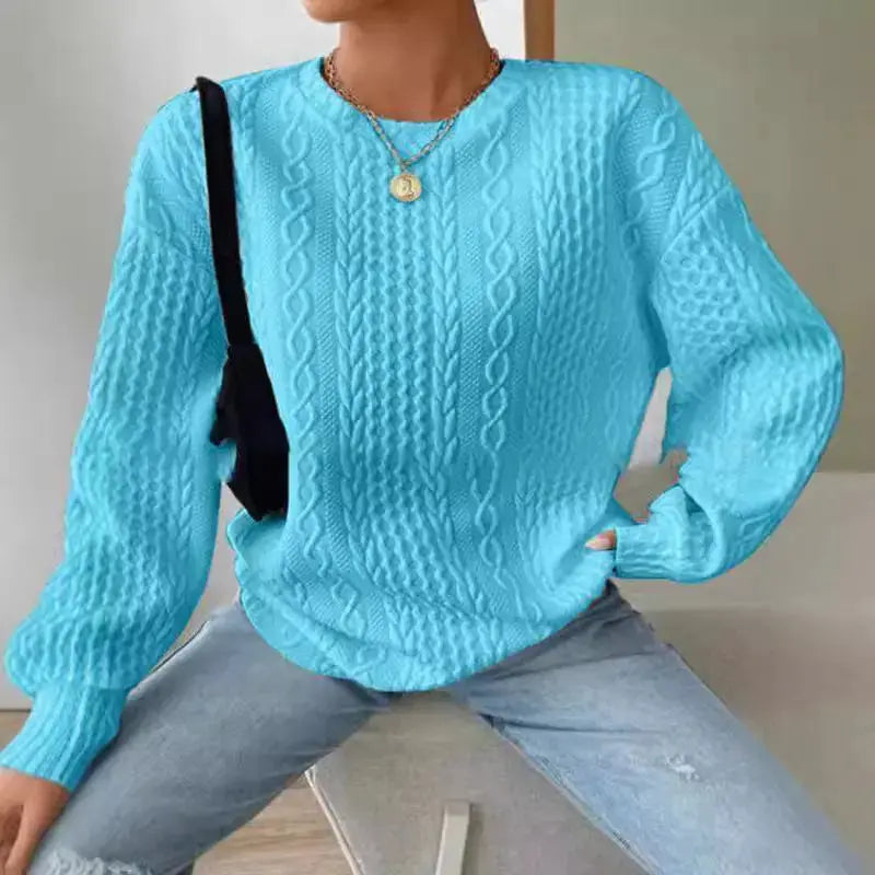 Women's Casual And Comfortable Jacquard Round Neck Sweater Angel Wishes