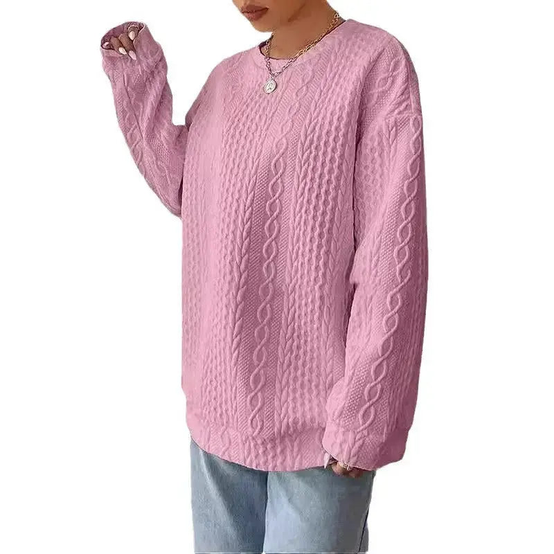 Women's Casual And Comfortable Jacquard Round Neck Sweater Angel Wishes