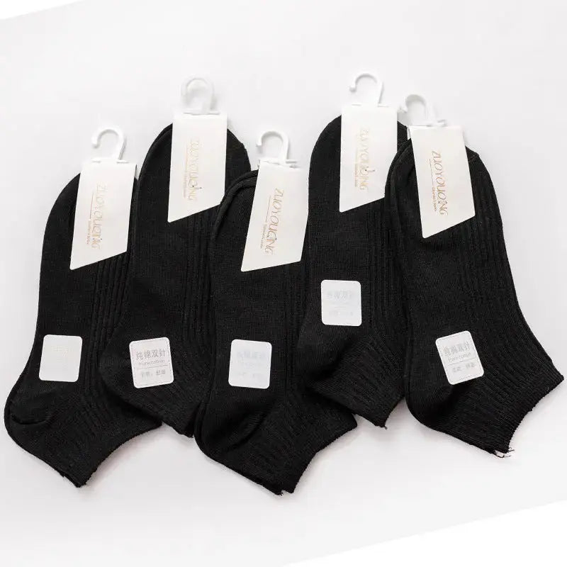 Women's Double Needle Solid Color Cotton Short Ankle Socks Angel Wishes