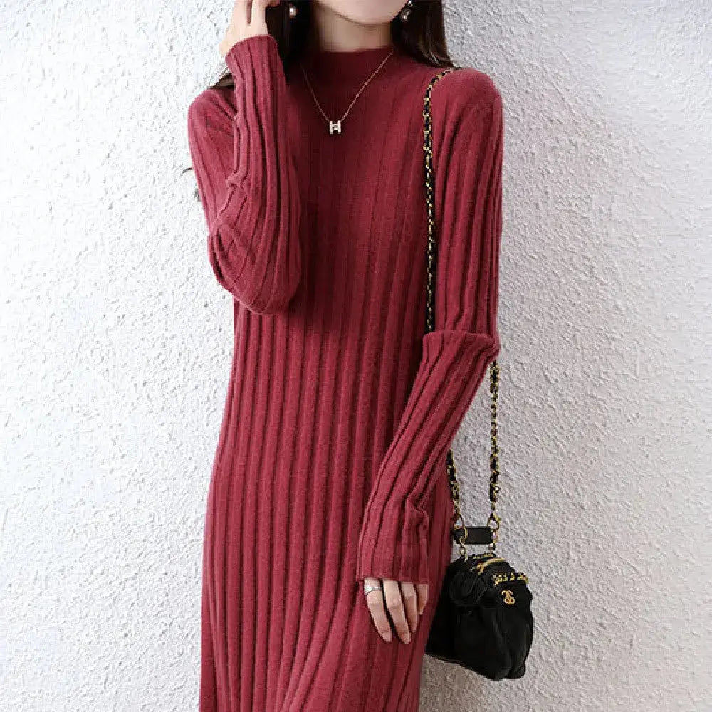 Women's Fashion Mid-length Wool Knitted Dress Angel Wishes