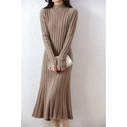 Women's Fashion Mid-length Wool Knitted Dress Angel Wishes