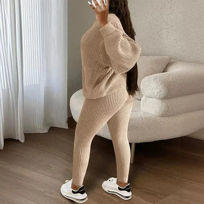 Women's Fashionable Knitted Wool Trousers Suit Angel Wishes