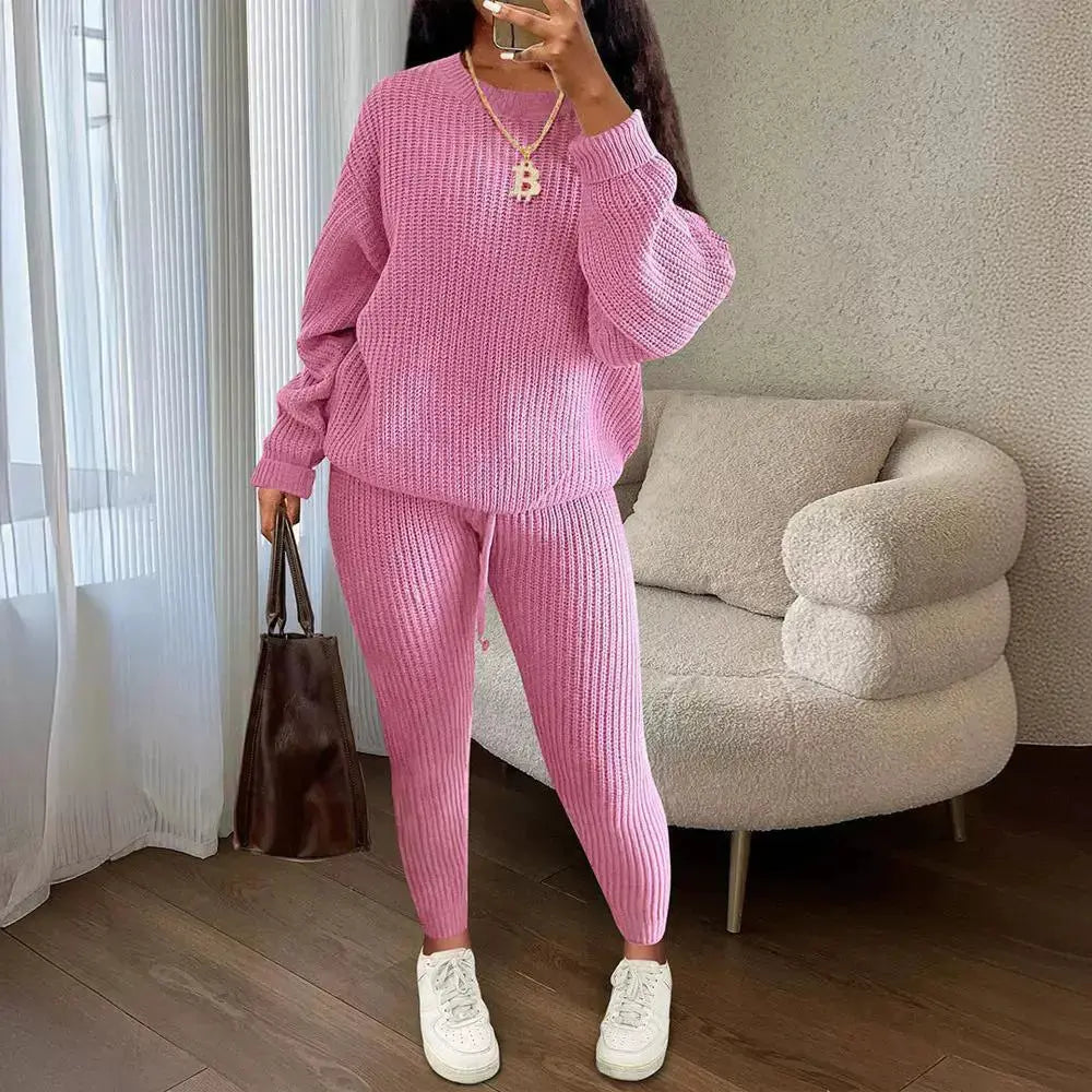 Women's Fashionable Knitted Wool Trousers Suit Angel Wishes