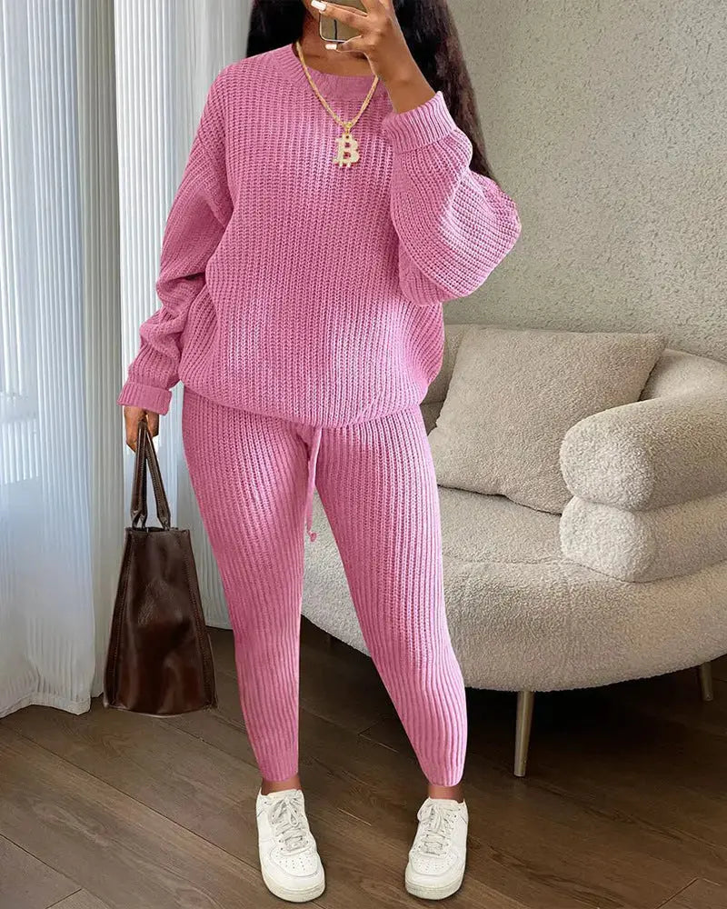 Women's Fashionable Knitted Wool Trousers Suit Angel Wishes