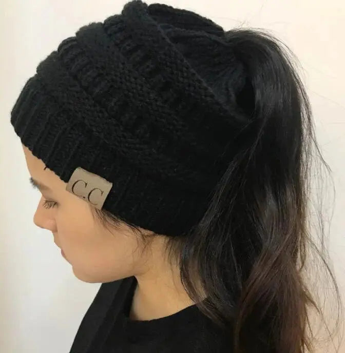 Women's knitted ponytail hat Angel Wishes