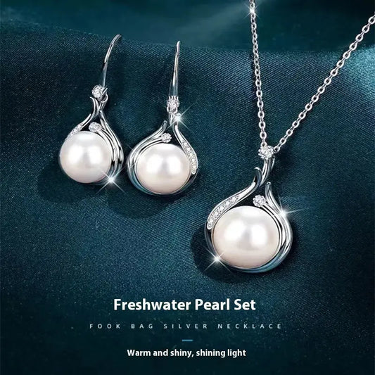 Women's Necklace S925 Silver Natural Freshwater Pearl Necklace Luxury Niche Fall Winter Sweater Chain Jewelry Angel Wishes