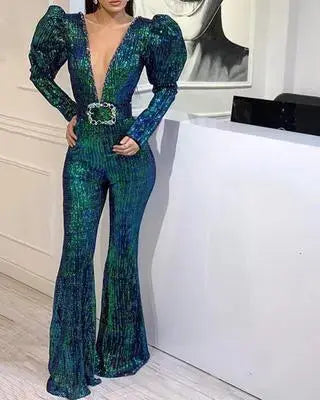 Women's New Sequin Lace Jumpsuit With Long Jumpsuit Angel Wishes