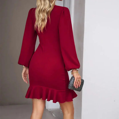 Women's Puff Long Sleeve Fashion Graceful Short Dress Angel Wishes