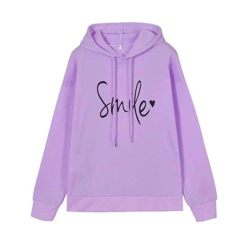 Women's Smile Printed Loose Sweatshirt Angel Wishes