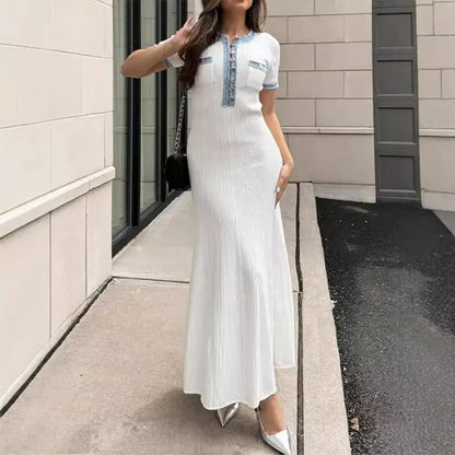 Round Neck Short Sleeve Knitted Dress Angel Wishes