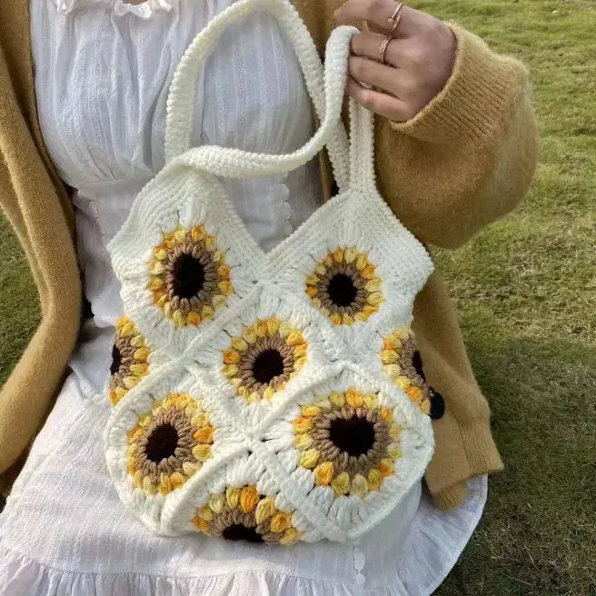 Cotton Crochet Sunflower Tote Angel Wishes